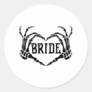 Spooky Bride Skeleton Hands Verlobung Wedding Hal Runder Aufkleber