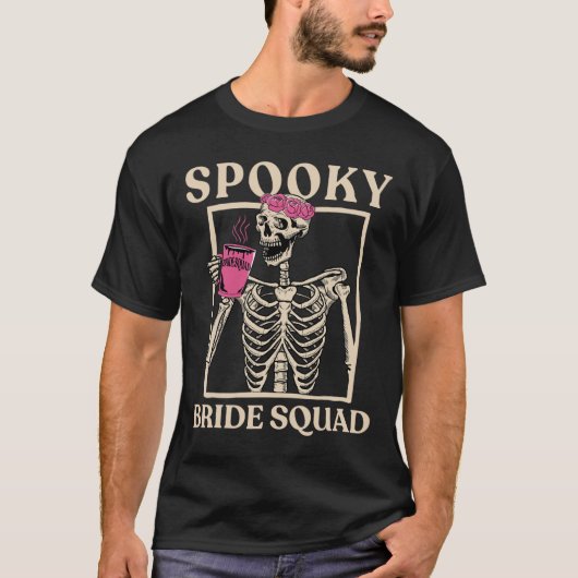 Spooky Bride Squad Skeleton Halloween Chelorette P T-Shirt (Vorderseite)
