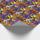 Spooky Brittany Spanisch Halloween Hexenkürbis Geschenkpapier (Ecke)