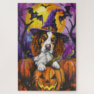 Spooky Brittany Spanisch Halloween Hexenkürbis Puzzle