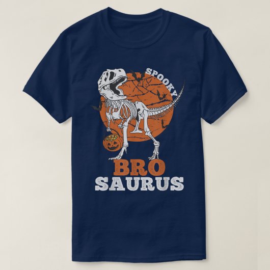 Spooky Bro Saurus Dinosaur Skeleton T rex Pumpkin T-Shirt (Design vorne)