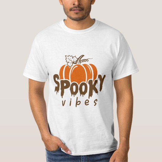 Spooky Brown Orange Halloween Vibes Graphic T-Shirt (Vorderseite)