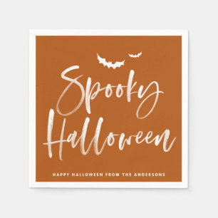 Spooky Brush Lettering Orange Halloween Serviette