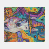 Spooky Bull Terrier Halloween Hexe und Pumpkin Fleecedecke (Vorderseite (Horizontal))