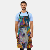 Spooky Bull Terrier Halloween Hexe und Pumpkin Schürze (Getragen)