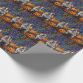 Spooky Bulldog Halloween Hexe und Kürbis Geschenkpapier (Ecke)