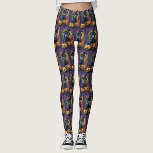 Spooky Bullmastiff Hund Halloween Hexe und Pumpkin Leggings