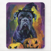 Spooky Bullmastiff Hund Halloween Hexe und Pumpkin Mousepad (Vorne)