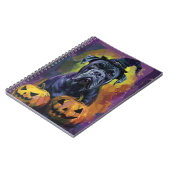 Spooky Bullmastiff Hund Halloween Hexe und Pumpkin Notizblock (Linke Seite)