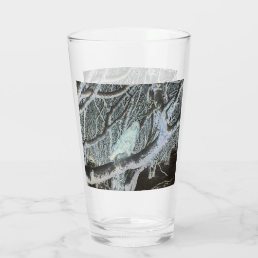 Spooky Buzzard auf Zweig Glas (Rückseite)