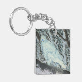 Spooky Buzzard auf Zweig Schlüsselanhänger (Vorderseite links)