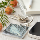 Spooky Buzzard auf Zweig Schlüsselanhänger (Vorderseite rechts)