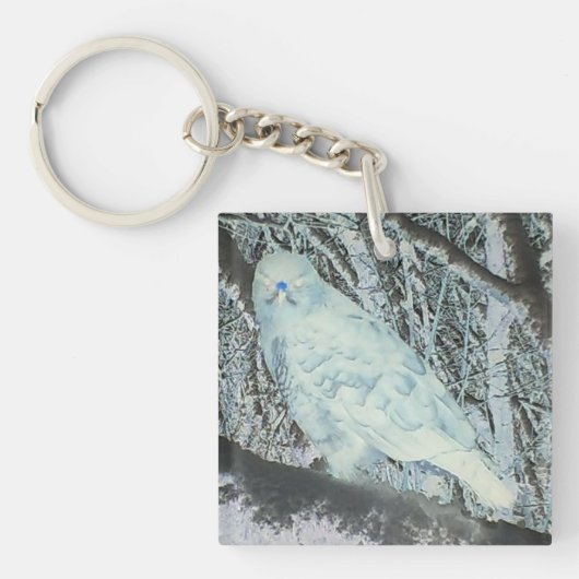 Spooky Buzzard auf Zweig Schlüsselanhänger (Vorderseite)