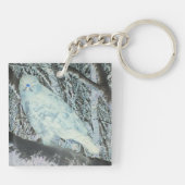 Spooky Buzzard auf Zweig Schlüsselanhänger (Rückseite)