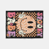 Spooky Bybe Groovy Halloween Leopard Smile Face Ch Fleecedecke (Vorderseite (Horizontal))