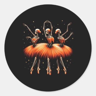 Spooky Byllerina Skeleton Dance Funny Halloween By Runder Aufkleber