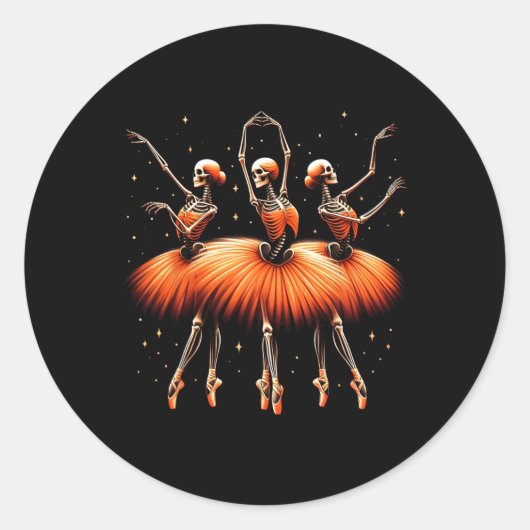 Spooky Byllerina Skeleton Dance Funny Halloween By Runder Aufkleber (Vorderseite)