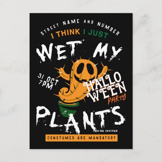 Spooky Cactus Pumpkin Halloween-Party Einladung Postkarte (Vorderseite)
