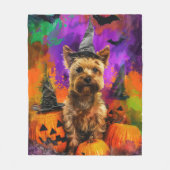 Spooky Cairn Terrier Dog Halloween Hexenkürbis Fleecedecke (Vorderseite)