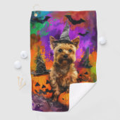 Spooky Cairn Terrier Dog Halloween Hexenkürbis Golfhandtuch (Insitu)
