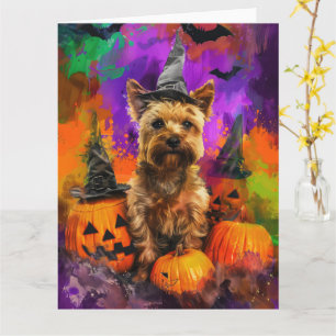 Spooky Cairn Terrier Dog Halloween Hexenkürbis Karte