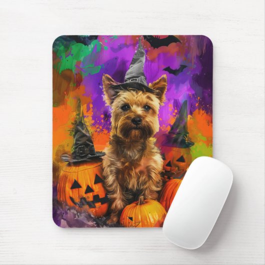 Spooky Cairn Terrier Dog Halloween Hexenkürbis Mousepad (Mit Mouse)