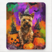 Spooky Cairn Terrier Dog Halloween Hexenkürbis Mousepad (Vorne)