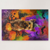 Spooky Cairn Terrier Dog Halloween Hexenkürbis Puzzle (Horizontal)