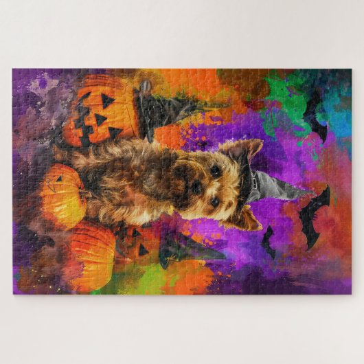 Spooky Cairn Terrier Dog Halloween Hexenkürbis Puzzle (Horizontal)