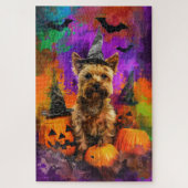 Spooky Cairn Terrier Dog Halloween Hexenkürbis Puzzle (Vertikal)