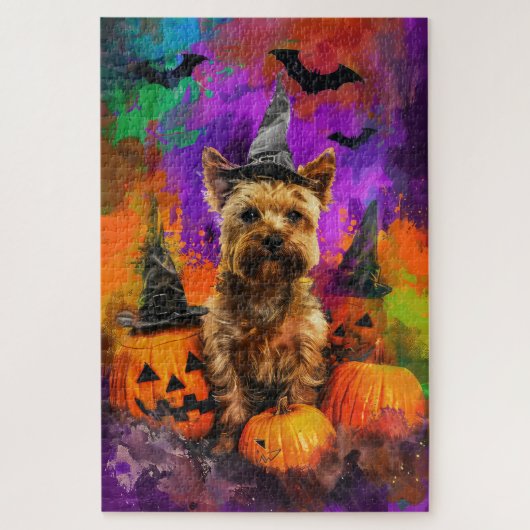 Spooky Cairn Terrier Dog Halloween Hexenkürbis Puzzle (Vertikal)
