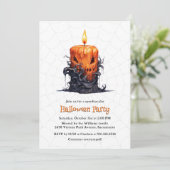 Spooky Candle Ghost Pumpkin Halloween-Party Einladung (Stehend Vorderseite)