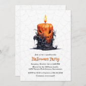 Spooky Candle Ghost Pumpkin Halloween-Party Einladung (Vorne/Hinten)