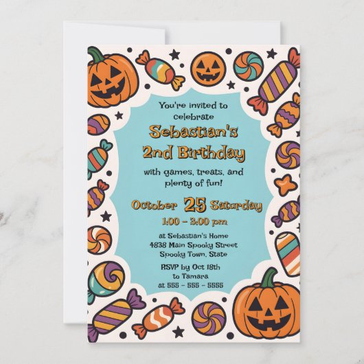 Spooky Candy Jack-o''Lantern Halloween Einladung (Vorderseite)