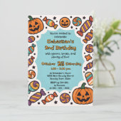 Spooky Candy Jack-o''Lantern Halloween Einladung (Stehend Vorderseite)