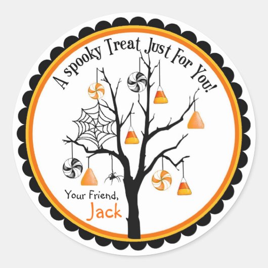 Spooky Candy Tree Halloween Favor Stickers (Vorderseite)
