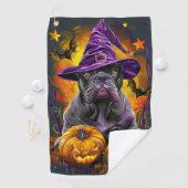 Spooky Cane Corso Hund Halloween Hexe und Pumpkin Golfhandtuch (Insitu)