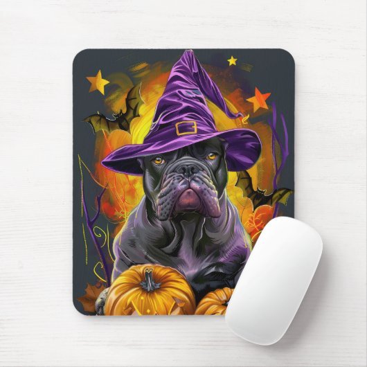 Spooky Cane Corso Hund Halloween Hexe und Pumpkin Mousepad (Mit Mouse)