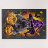 Spooky Cane Corso Hund Halloween Hexe und Pumpkin Puzzle (Horizontal)