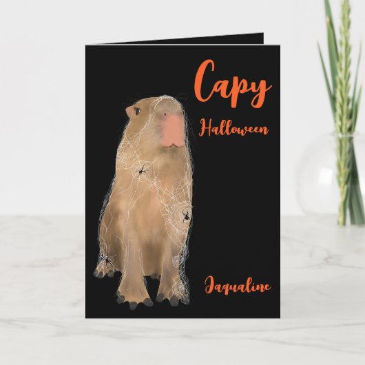 Spooky Capybara Pun Illustration Halloween Karte (Vorderseite)