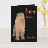 Spooky Capybara Pun Illustration Halloween Karte (Gelbe Blume)