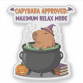 Spooky Capybara WIzard Hexe Cauldron Halloween Aufkleber (Vorderseite)