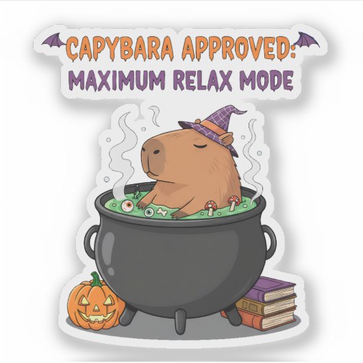 Spooky Capybara WIzard Hexe Cauldron Halloween Aufkleber (Vorderseite)