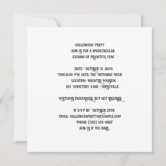 Spooky Carnival: Fright Fest Carnival Einladung (Rückseite)