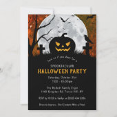 Spooky Carved Pumpkin Graveyard Halloween-Party Einladung (Vorderseite)