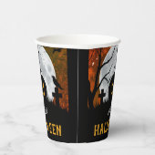 Spooky Carved Pumpkin Graveyard Halloween-Party Pappbecher (Rechts)