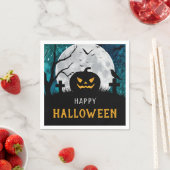 Spooky Carved Pumpkin Graveyard Halloween-Party Serviette (Beispiel)