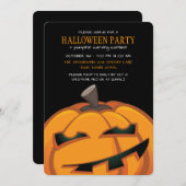 Spooky Carved Pumpkin Halloween-Party Einladungen (Vorne/Hinten)