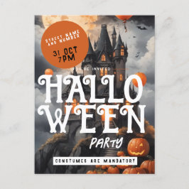 Spooky Castle Clouds Halloween-Party Einladung Postkarte