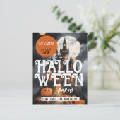 Spooky Castle Clouds Halloween-Party Einladung Postkarte (Stehend Vorderseite)